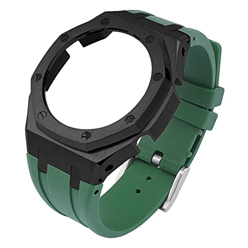 IOTUP 3. Generation, Gummiarmband, Edelstahl-Lünette für GA-2100 GA-2110 Uhrenarmband GA2100, Metall-Refit-Gehäuseadapter, Einheitsgröße, Achat