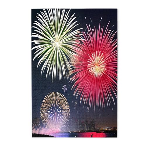 Splendid Fireworks Wooden Puzzles, Pet Puzzle, Family Reunion Puzzle, Stress Relieving Puzzles