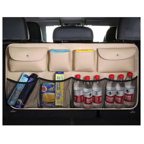 Toets Auto Kofferraum Organizer für Audi A1 A3 A4 A5 A6 A7 A8, Faltbar Aufbewahrungstasche mit Pocket Hängen Kofferraumtasche Rücksitz Organizer Zubehör,B/Beige