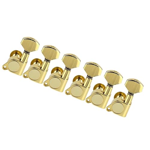 Strings Tuning Pegs Mechaniken Für Gitarre 6er-Pack Gitarrenkopf-Stimmschlüssel, Stimmschlüsselstifte 6R oder 6L, kleine Knöpfe für E-Gitarre (Color : Gold 6L)