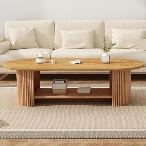 Couchtisch für Wohnzimmer, moderner Couchtisch, runde Couchtische aus Holz für Wohnzimmer, runder Couchtisch mit Stauraum, Kleiner rechteckiger Teetisch, weiß, für Zuhause, Wohnzimmer, Büro,