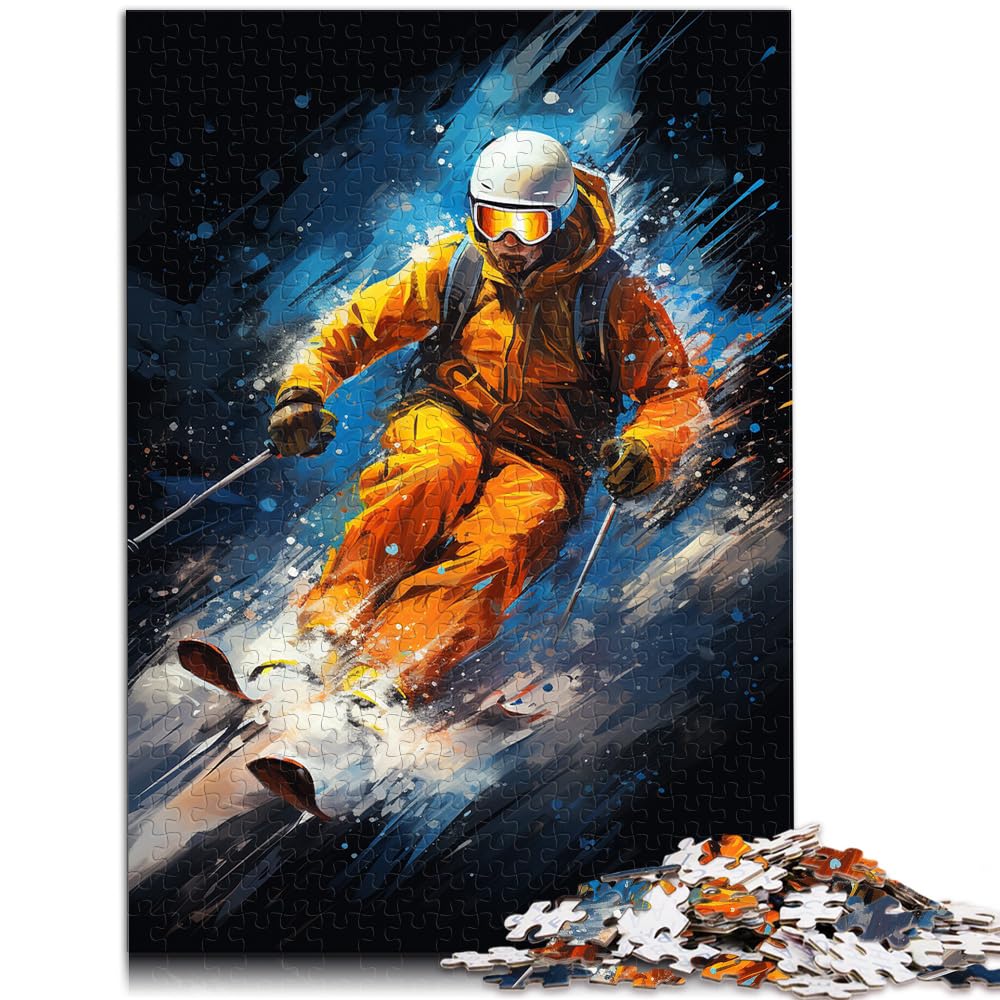 Puzzle, Bunte Psychedelia für Skifahrer, 1000-teiliges Puzzle für Erwachsene, Holzpuzzle, Familienaktivitäts-Puzzle, 1000 Teile (50 x 75 cm)