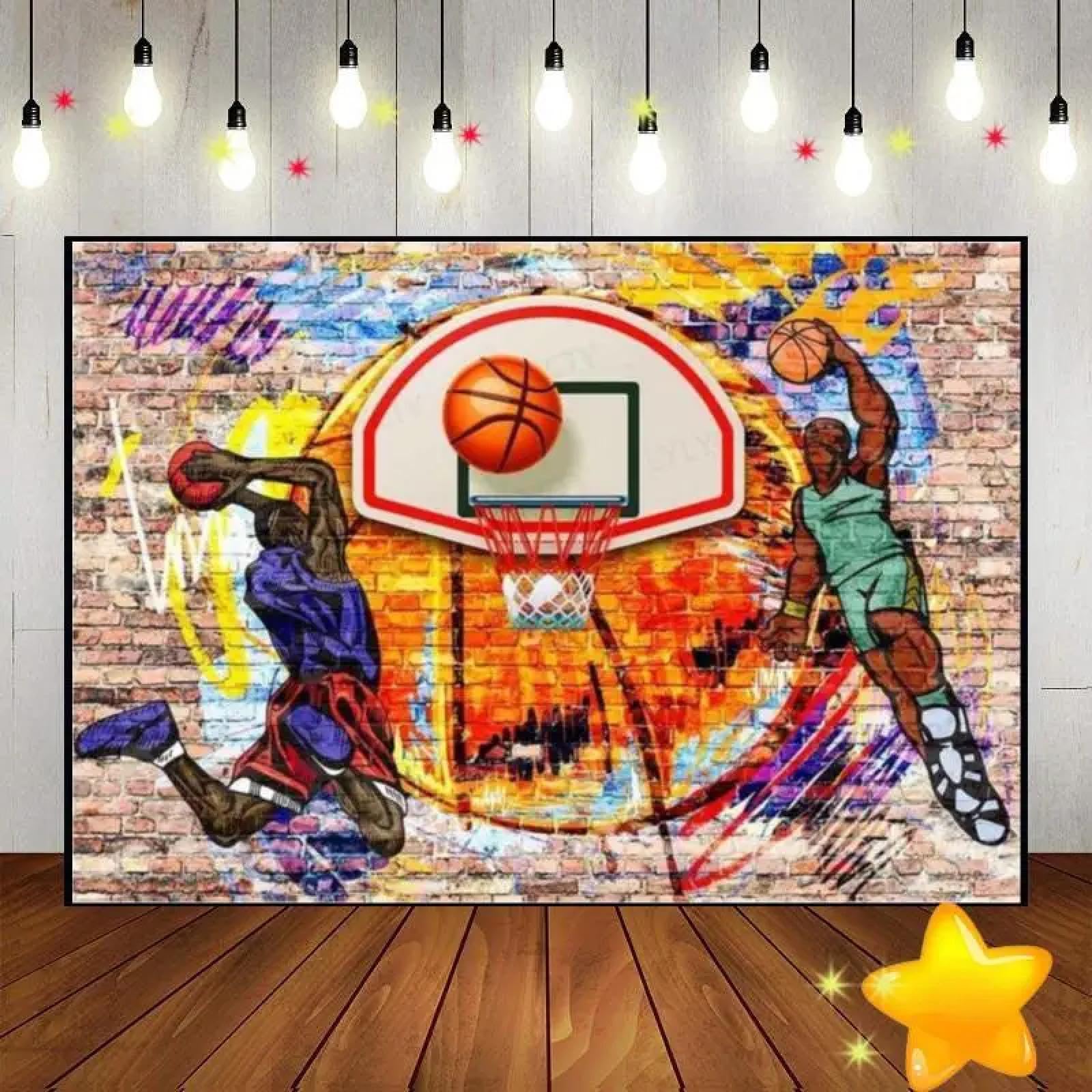 Basketball Graffiti Thema Spritzen glühen dunkel bunt Farbe Hintergrund Fotografie Dekoration Party Baby Party 350x230cm