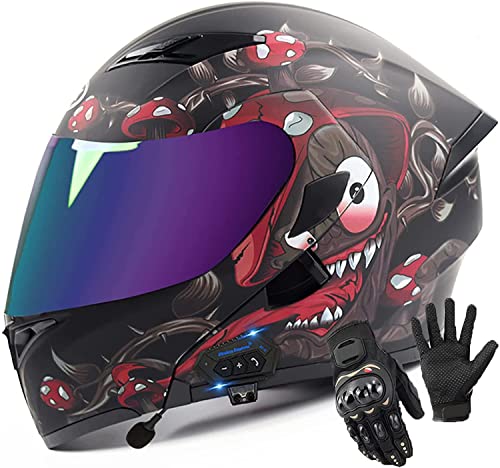 Klapphelme Modularer Helm Mit Bluetooth-Headset Und Dual Visier Motorradhelm,DOT ECE Genehmigt Integralhelm Helm Motorradhelm Atmungsaktiv Und Warm Für Erwachsene Männer Women