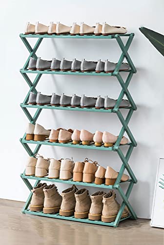 Faltbares Schuhregal aus Bambus mit mehreren Ebenen, mehrstöckiges Schuhregal, Aufbewahrung, multifunktionales, freistehendes Schuhregal ohne Montage für Flur, Schlafzimmer, Garten (68,9 cm B x 25,4