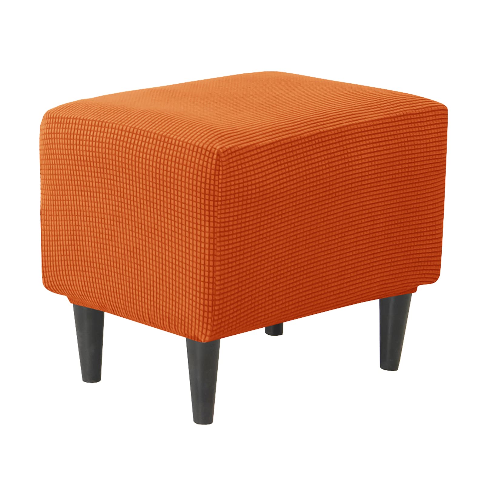 JHLD Rechteckiger Stretch Ottomane Schonbezug, Ottomane Bezug Elastische Hockerbezug Jacquard Hocker Husse für Fußhocker Quadratisch Mit elastischem Boden Für Katzen Hunde -Orange-klein