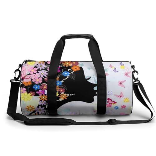 Mädchen Schmetterling Sport Duffel Bag Sporttasche Reisetasche Handgepäck Tasche Schwimmtasche Weekender Bag 45x23x23cm