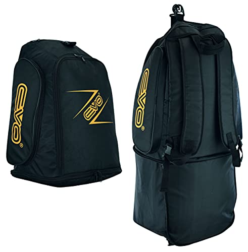 EVO Fitness Sport-Rucksack mit Schuhfach, Nassnetztasche, Reiserucksack für Männer und Frauen, MMA, Boxen, mit Schultergurt, Schwarz , Einheitsgröße,