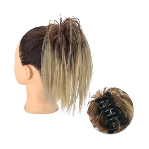 Haarteil Synthetische Haarverlängerung mit Krallenclip, unordentlicher Dutt, flauschiger Chignon, schwarzblonder Haarknoten, Hochsteckfrisur, falsches natürliches Haarteil for Frauen Haarverlängerung(