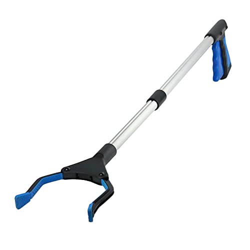 Greifer Werkzeug, 32" Faltbares Handgreifer Grabber Pickup-Werkzeug, Aluminium Werkzeug zum Erreichen mit Drehbarer Gummigreifer, Lange Arm für Müll/Abfall, Garten Greifer - Blau