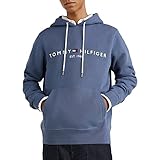 Tommy Hilfiger Herren Hoodie Tommy Logo mit Kapuze, Blau (Faded Indigo), M