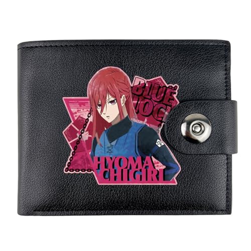 RYNDEX Blue Lo-ck Anime-Geldbörsen, Zweifach Gefalteter Portmonee Klein, PU-Leder Geldbörse Brieftasche Wallet(Color:Multicolor 2)