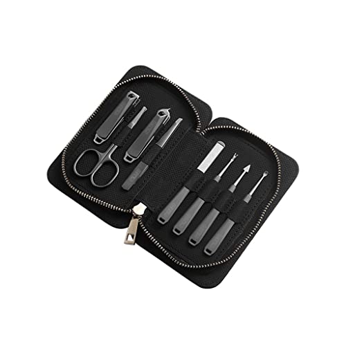 Zehennagelknipser, 8-teiliges Nagelknipser-Set, tragbares Nagelset, Körperpflege, Pediküre-Set, Edelstahl, Schönheitsset mit tragbarer Mode-Tasche (Schwarz, Nagelknipser-Set (Farbe: A-8-teiliges Set)