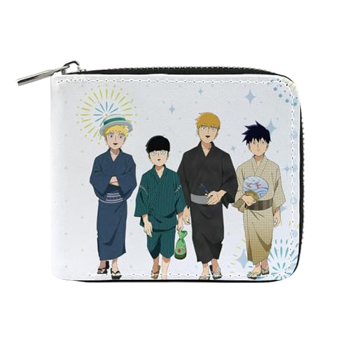 RYNDEX M-ob Psyc-ho 100 Geldtasche Anime, Spaß Süß Kawaii Kartenetui mit Münzfach, Kindergeldbörse für Ausweis Banknote Münze Foto(Color:Multicolor 14)