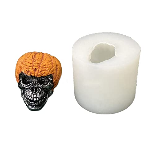 CYILPR Kerzenformen, Halloween, 3D-Totenkopf-Kerzenformen, Kürbis-Silikon-Kerzenformen, 3D-Kerzenformen, Seife, Kuchenform, Backformen