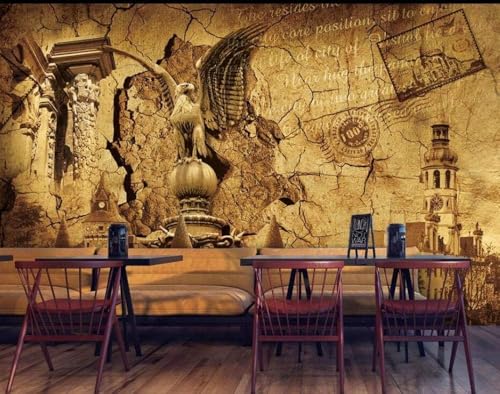 Vintage Architecture Eagles 3D Tapete Poster Restaurant Schlafzimmer Wohnzimmer Sofa TV Dekorative Wand-250cm×170cm