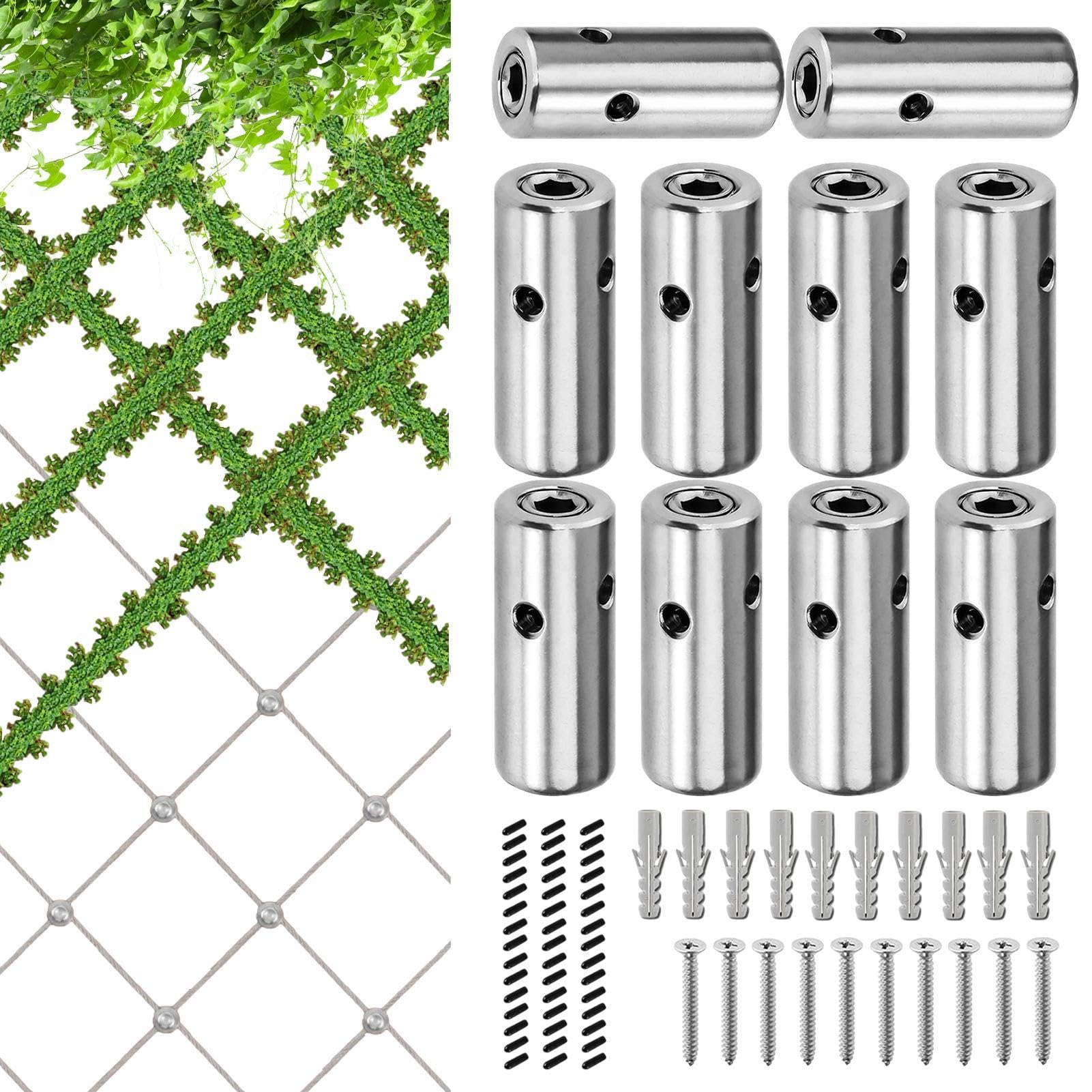 Drahtspalier Kit, Bauernhaus Edelstahl Wand Rankhilfe System Garten Wand Rankhilfe mit Schrauben Zylindrische Naben Inbusschlüssel Tragbares Ranksystem für Bauernhaus