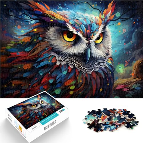 Puzzle | Puzzles Bunte psychedelische Eule Puzzle für Erwachsene 1000 Holzpuzzle Familienspiel zum Stressabbau Schwieriges Herausforderungspuzzle 1000 Teile (50 x 75 cm)