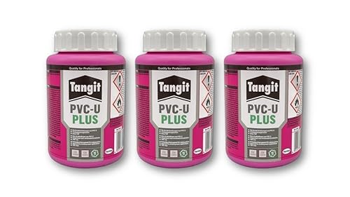 Tangit PVC-U Plus Kleber für Gas- und Trinkwasserleitungen Druckrohrleitungen und drucklose Rohrleitungen (500 g / 3 Stück)