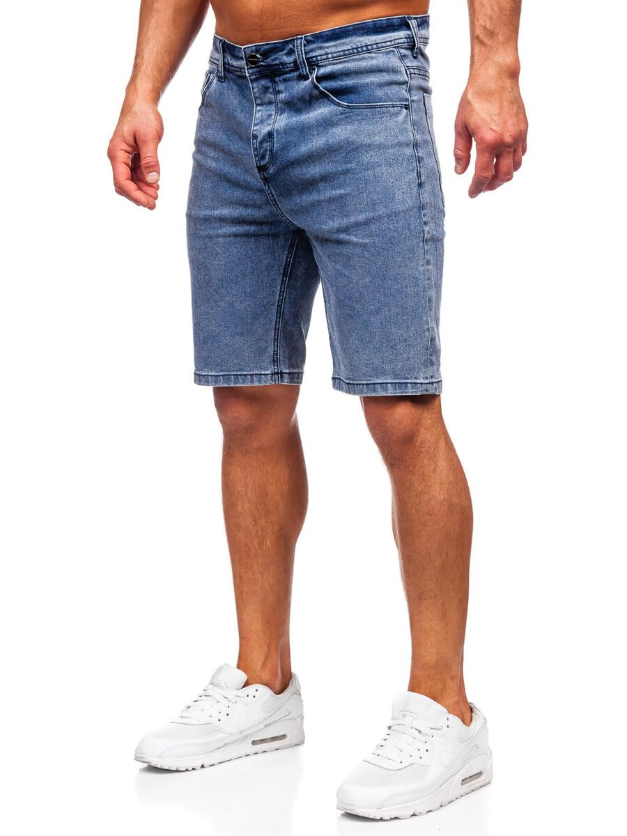 BOLF Herren Kurze Jeanshose Shorts Bermudas Jeans Short Kurze Hose Cargo Cargoshorts Destroyed Used Look Denim Stretch Freizeithose MP0274BS Dunkelblau S [7G7]