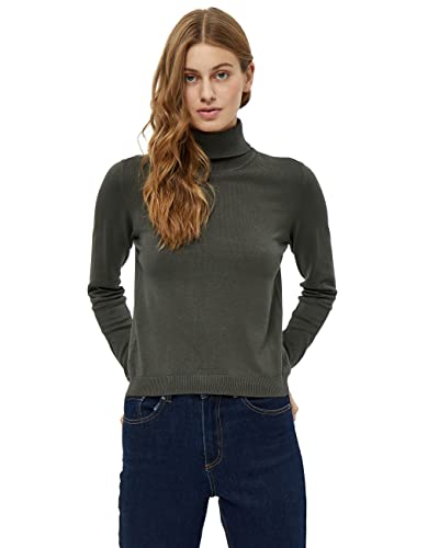 Peppercorn Damen Tana Roll Halsausschnitt Lange Ärmel Strickpullover | Pullover Herbst Pulli Größe XL Rollkragen, Beluga-Grün