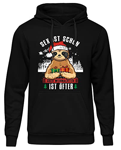 Sex ist schön Herren Kapuzenpullover | Weihnachten Pullover Weihnachtsmann Funny Xmas Hoodie Christmas | Schwarz (L)