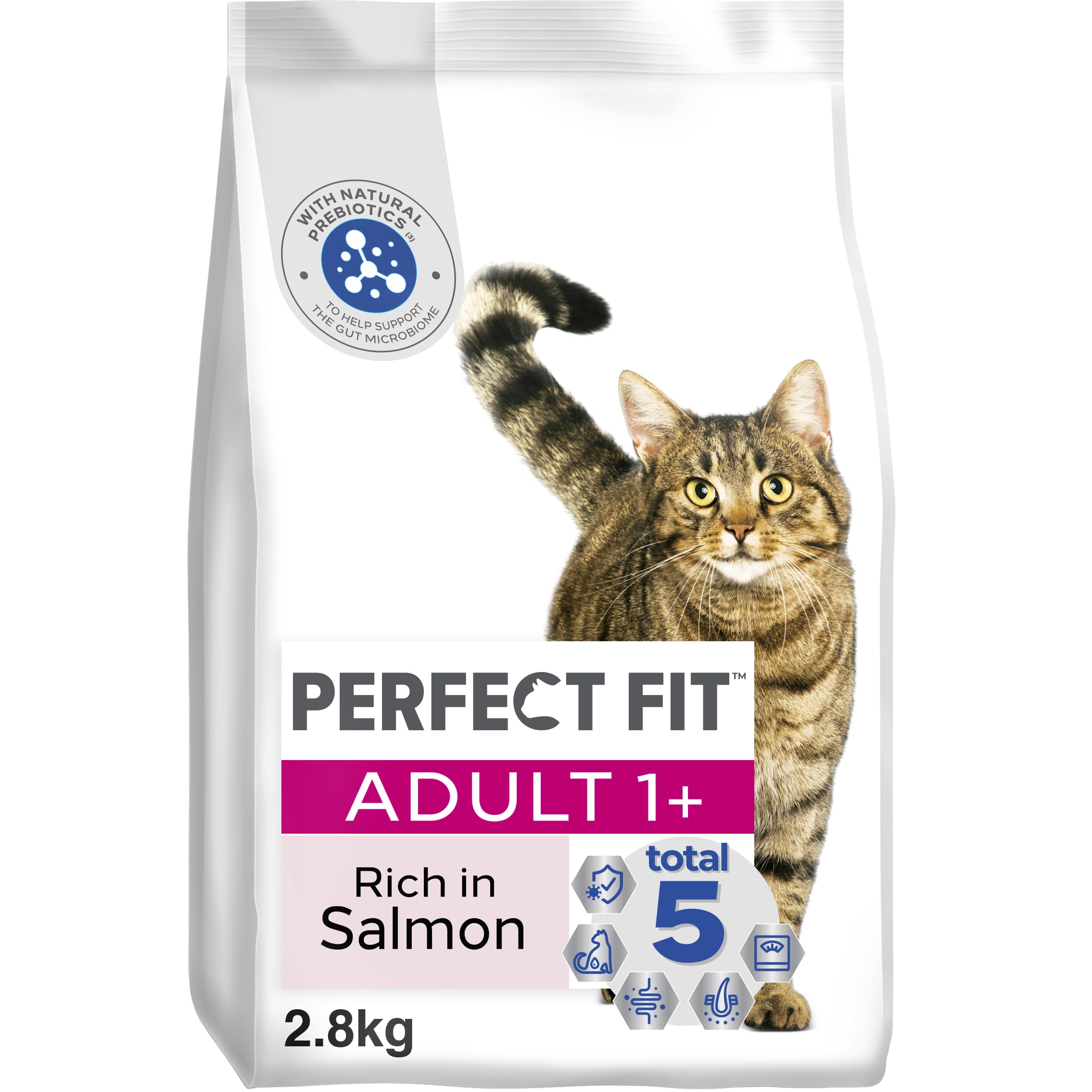 PERFECT FIT Adult Trockenfutter für erwachsene Katzen ab 1 Jahr - Lachs, 2,8 kg (3 Beutel)