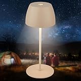 BRILONER - Mini LED Tischlampe kabellos IP44 mit Touch, stufenlos dimmbar, Akku & Lichtquelle tauschbar, Nachttischlampe, Dekolampe, LED Lampe, Akku Tischleuchte, Outdoor Lampe, 8x20 cm (DxH), Beige