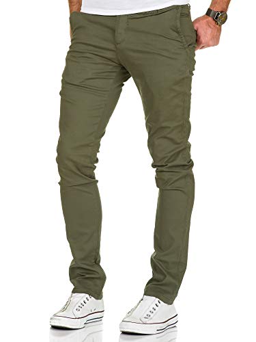 Amaci&Sons Herren Slim Fit Stretch Chino Hose Jeans 7010-09 Olive W38/L32