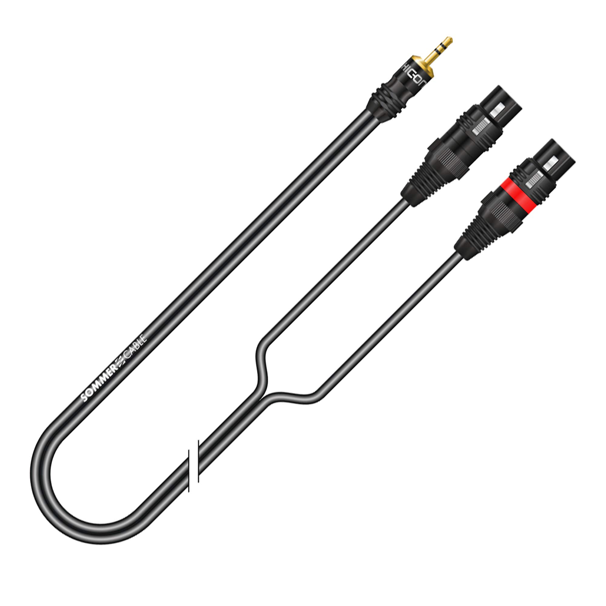 Sommer Cable 1m Adapterkabel 3,5mm Miniklinke auf 2x XLR 3pol weiblich Stereo Splitkabel 100cm Onyx - ON9U-0100-SW