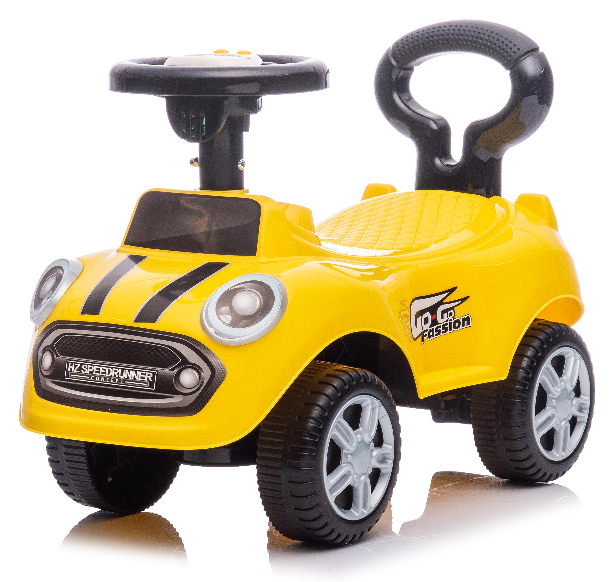 Rutschauto ab 1 Jahr, Lauflernwagen, Kinderauto Indoor, Rutschfahrzeug mit Klängen (Gelb)