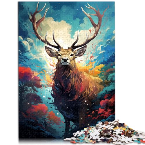 Puzzle für Fantasie, bunter Hirsch, 1000 Teile, Puzzle für Erwachsene, Geschenke, Holzpuzzle, Familienspiele, Weihnachtsgeburtstagsgeschenke, 1000 Teile (50 x 75 cm)