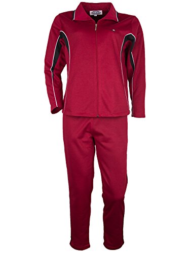 SOUNON Paris Damen Baumwolle Jogginganzug - Weinrot (Model 2), Groesse: XL