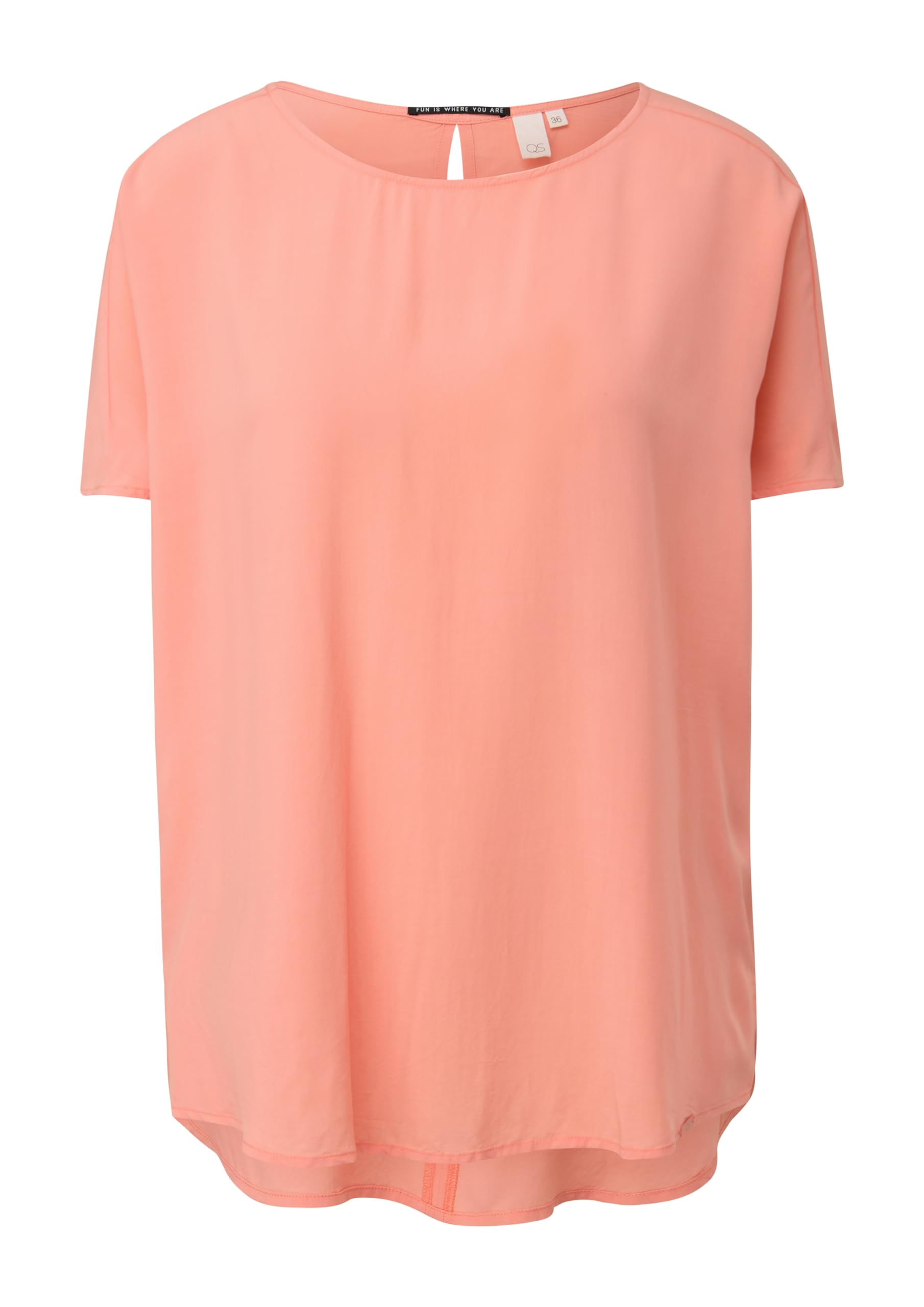 QS by s.Oliver Damen Oversize-Bluse, Kurzarm, Viskose, Orange, Größe 36