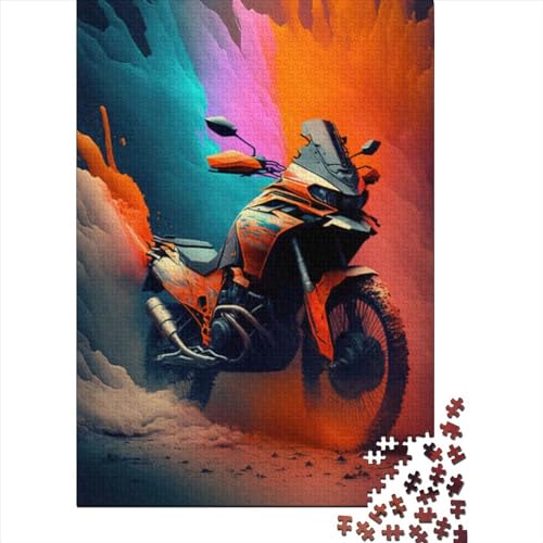 Puzzle für Erwachsene Coole Motorräder Puzzle 500 Stück für Erwachsene und Jugendliche Holzbrettpuzzle Schwierig und herausfordernd Größe: 52x38cm