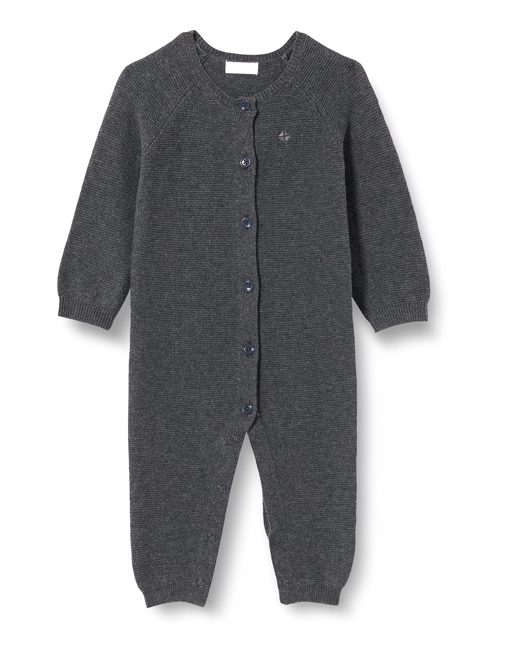 Noppies Baby Unisex Baby Playsuit Monrovia Long Sleeve Overalls, Dark Grey melange-C238, 62