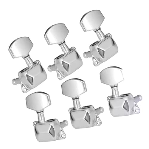 Strings Tuning Pegs Mechaniken Für Gitarre 6 Stück 3L3R Stimmwirbel für Gitarrensaiten, Stimmgerät, halbgeschlossener Stimmkopf, Ersatzteile (Color : Silver)