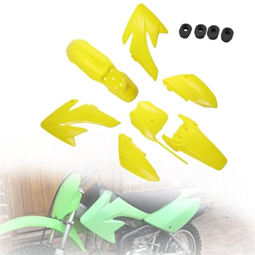 Jodriva Motorrad Dirt Bike CRF 70 Ganzkörper-Verkleidungsdeckel-Set Kunststoffteile-Kit CRF70 50 90 110 125 140 150CC Verkleidungsteile für Motorräder(Yellow)