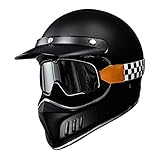 Motorradhelm, Integralhelm Mit Schutzbrille, Retro Motocrosshelme Herren Damen, ATV Helm UTV Helm MopedHelme Rollerhelm MofaHelm Motorrad Helm ECE/DOT Zertifiziert ( Color : B , Size : XL=61-62cm )