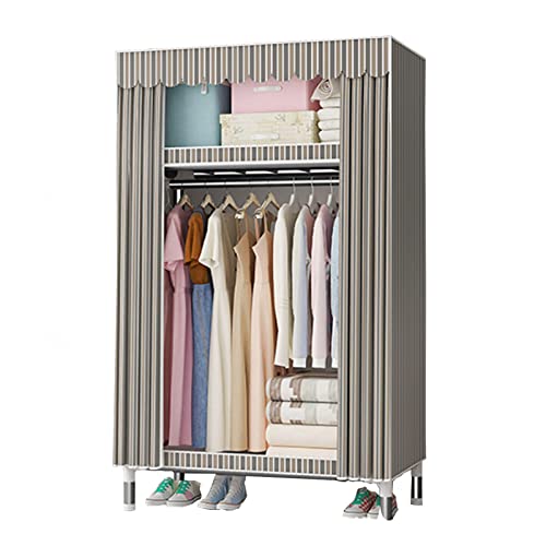 Kleiderschrank Tragbarer Canvas-Kleiderschrank, Faltbarer Kleiderschrank-Aufbewahrungs-Organizer Mit Kleiderstange, Regalen, Stoffbezug, Kleiderschrankregalen Für Schlafzimmer,D-86x45x170cm