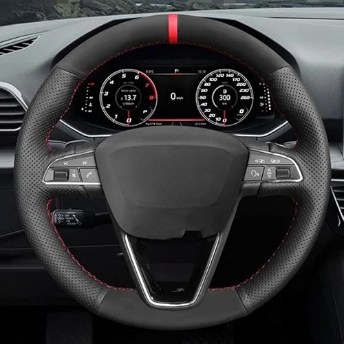 DZSMACHENGSM Lenkradhülle Für Seat Für Leon 5F Für Mk3 2013-2020 Für Ibiza 6J Für Tarraco Für Arona Für Ateca Für Alhambra Auto Lenkrad Abdeckungen Auto Lenkradhülle(Red Thread)