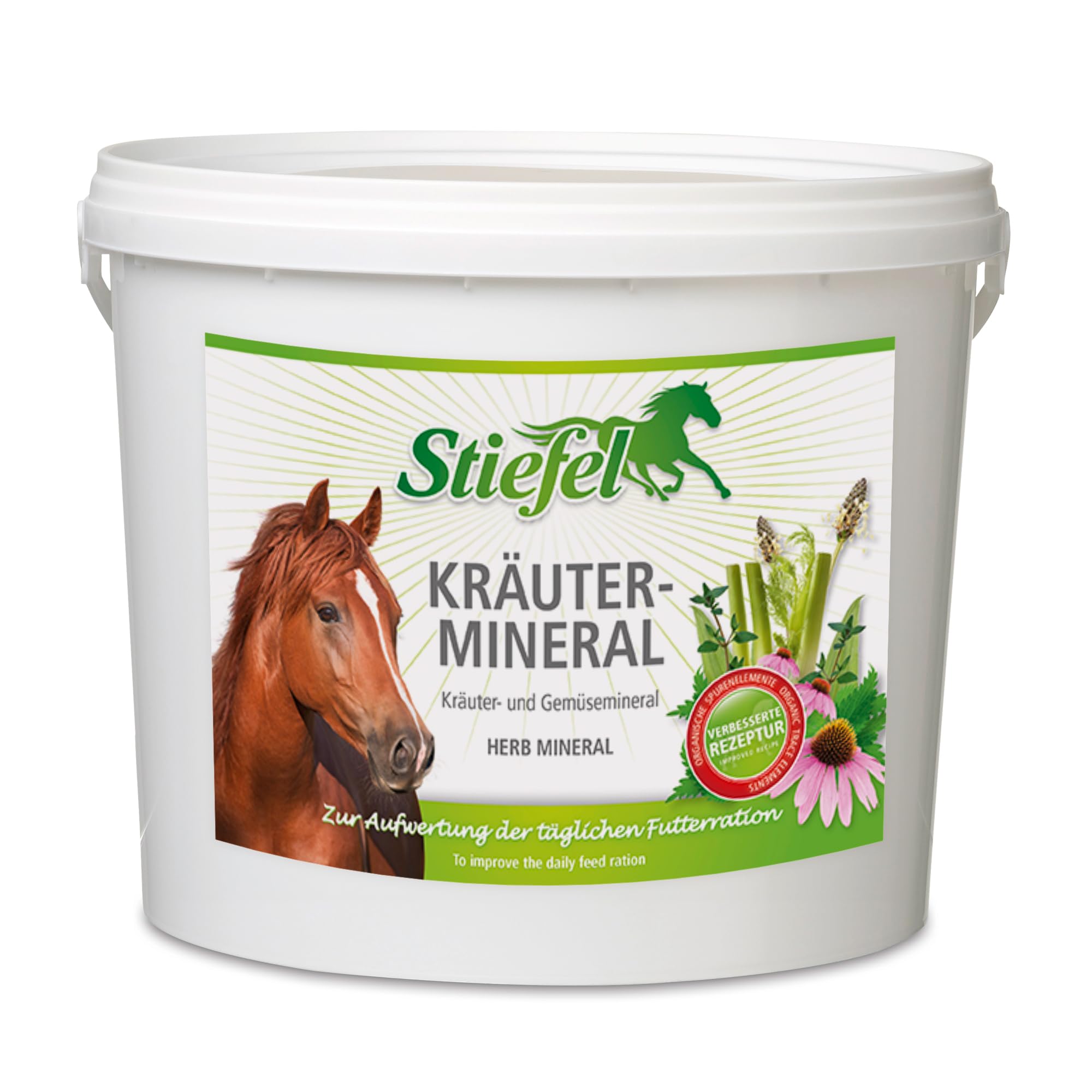 Stiefel Kräuter-Mineral für Pferde, hochwertiges Mineralfutter auf Kräuterbasis, optimal Zusammensetzung aus Kräutern, Möhrenflocken, Vitaminen & organischen Spurenelementen, 2,5kg