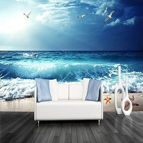 XLMING Küstenlandschaften Strand 3D Tapete Home Dekoration Wohnzimmer Sofa Schlafzimmer Tv Hintergrund Wand-430cm×300cm