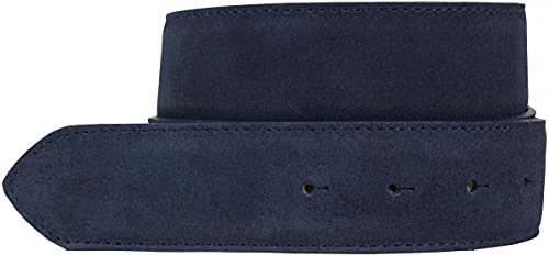 BELTINGER Wechselgürtel aus Veloursleder ohne Schnalle 4 cm | Druckknopf-Gürtel für Damen Herren 40mm | Wildleder-Gürtel 4cm | Marine 100cm