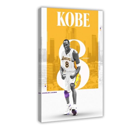 HACERR Kobe Bryant #8 Los Angeles Lakers NBA Basketball-Poster, Leinwandposter, Wandkunst, Dekordruck, Bild Gemälde für Wohnzimmer, Schlafzimmer, Dekoration, 30 x 45 cm