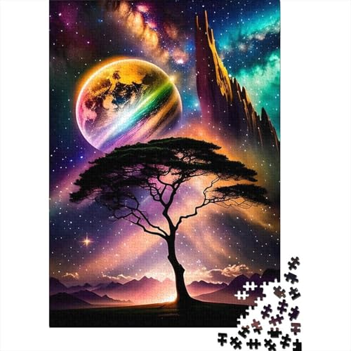 Galaxien & Bäume Puzzle für Erwachsene und Jugendliche Holzpuzzle für Erwachsene & Jugendliche ganze Familie und die 75x50cm