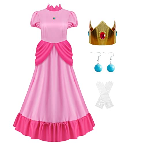 AYYOHON Super Brothers Prinzessin Pfirsich Kostüm für Frauen Prinzessin Gänseblümchen Prinzessin Rosalina Kostüm Halloween Cosplay Kleid XL