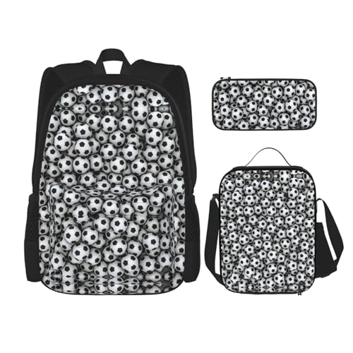 WURTON Schulrucksack, 3-in-1, Büchertaschen-Set mit Lunchbox, Federmäppchen, Reise-Laptop-Tagesrucksäcke