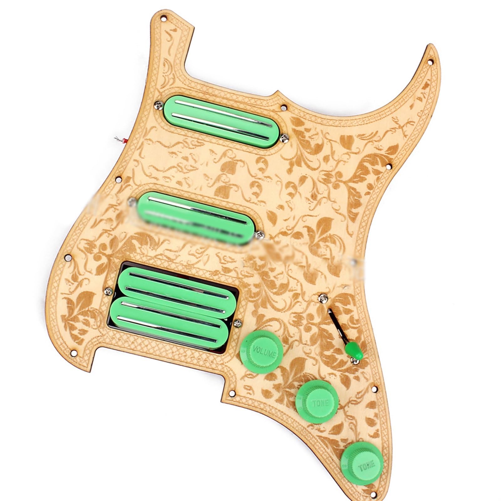 Musikinstrumentenzubehör Für Gitarre, Einzel-Einzel-Doppel-Grün, Doppelschiene, Geladenes Schlagbrett, Tonabnehmerholz vorverdrahteter Tonabnehmer Schlagbrett