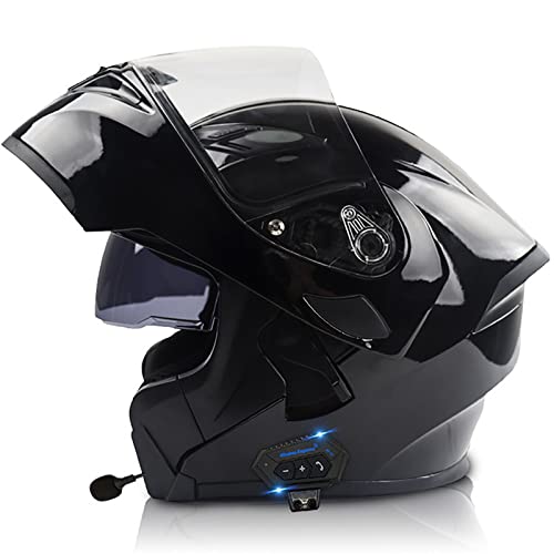 Motorradhelm Herren Mit Bluetooth Klapphelm Integralhelm Fullface Helm Motorrad,DOT/ECE Zertifiziert Rollerhelm Sturzhelm Mit Doppelvisier Sonnenblende Für Damen Erwachsene